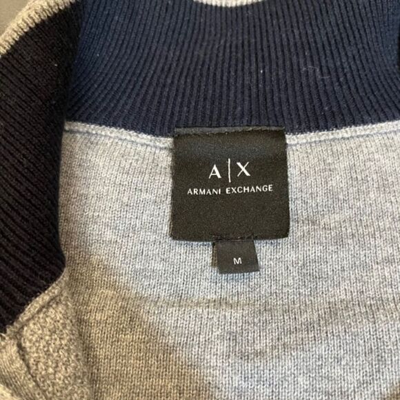 Armani Exchange Men's 1/4 Zip Textured Sweater Gray Textured Size Medium - Picture 4 of 8